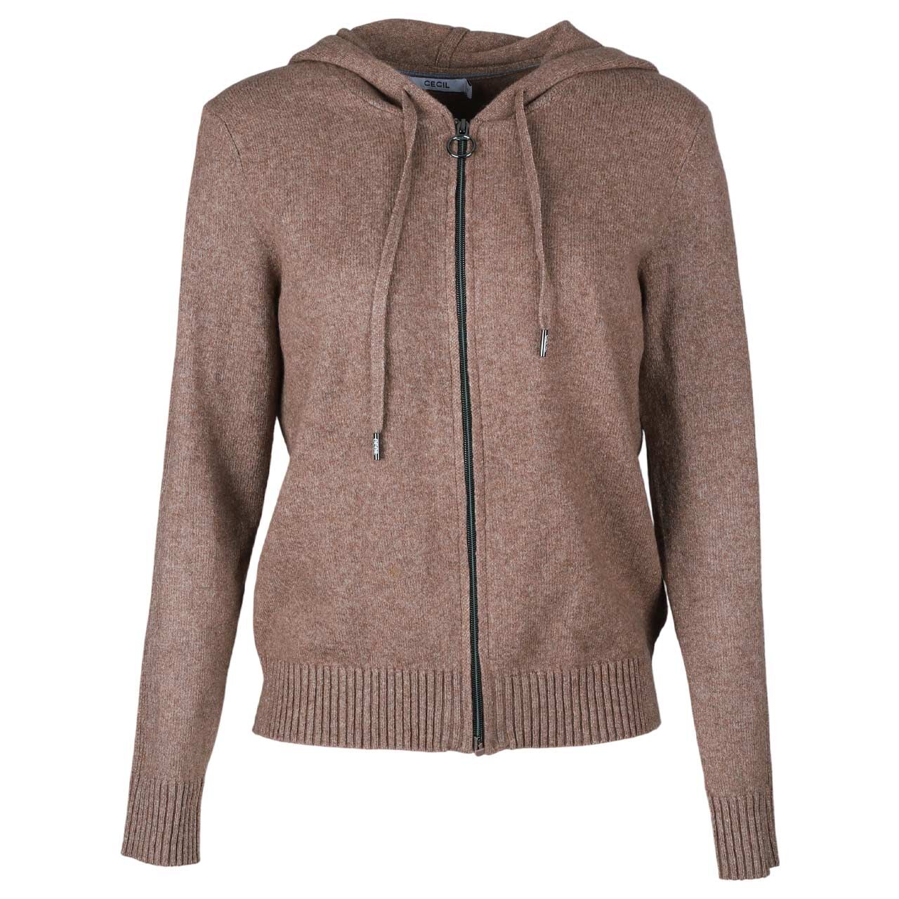 Cecil Damen Hoodie Strickjacke Cosy Zipper Cardigan urban taupe melange