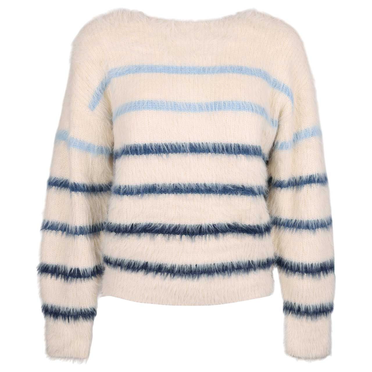 Red Button Damen Pullover Fuzzy Sweater cream navy stripe
