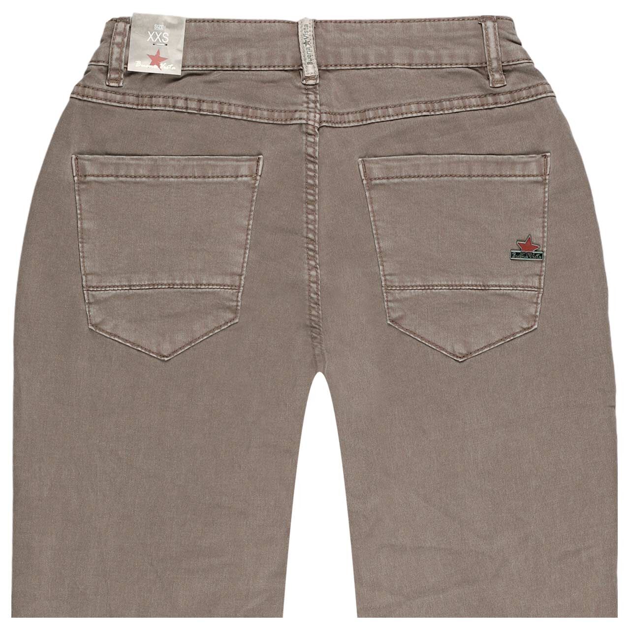 Damen Ankle Baumwollhose Anna C Straight Cropped Stretch Twill von Buena Vista in Grau, detaillierte Rückansicht