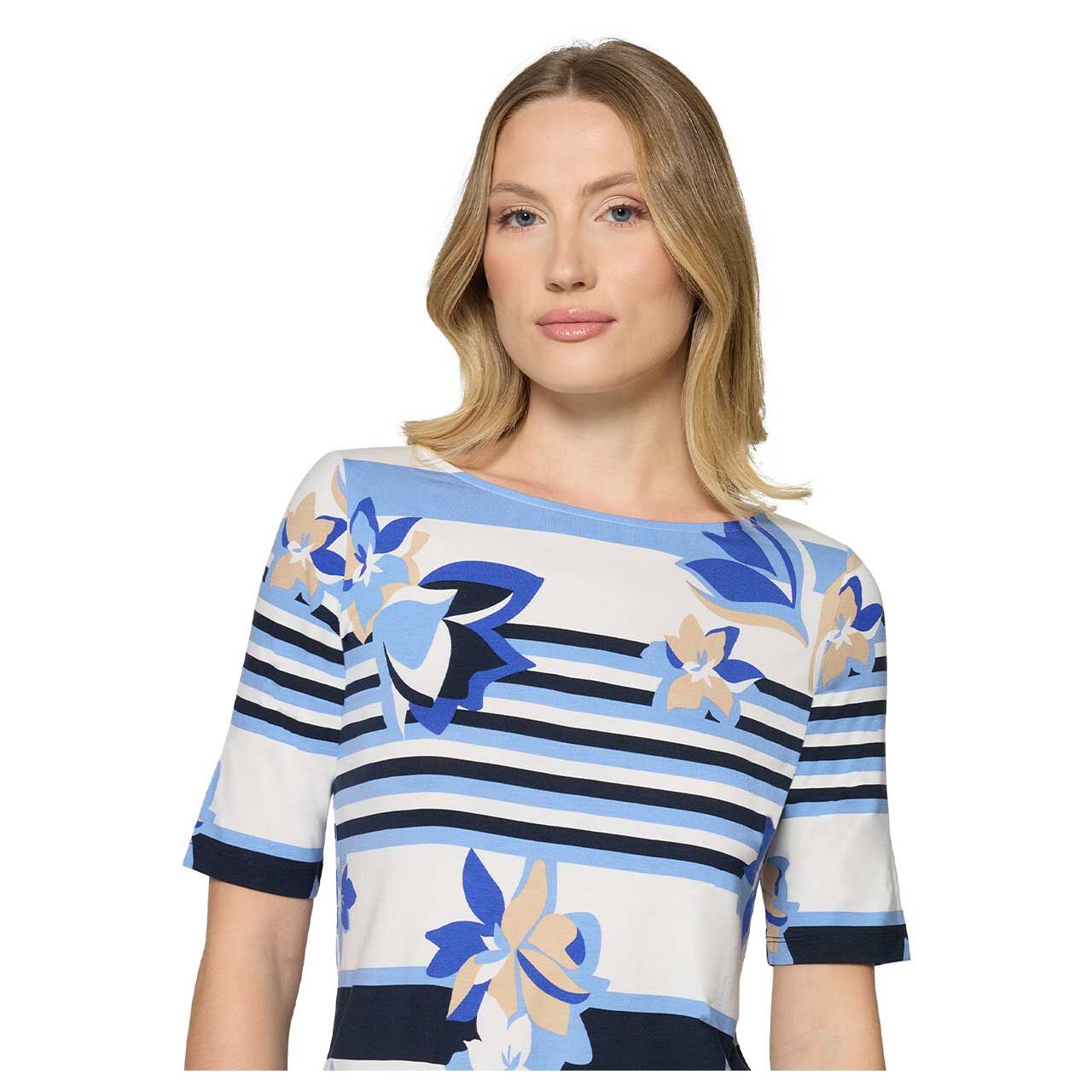 Betty Barclay Damen T-Shirt blue cream flowers