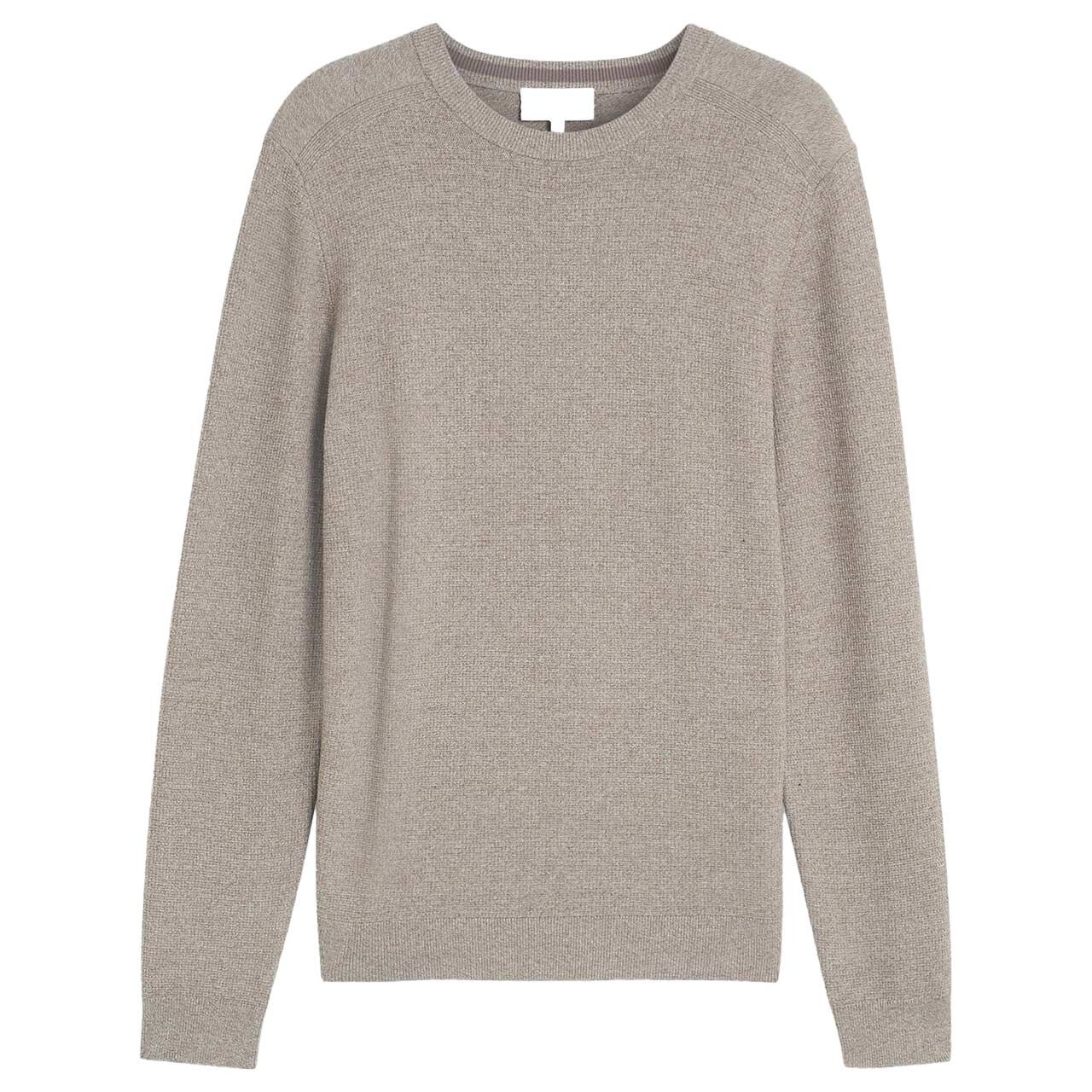 Tom Tailor Herren Pullover Structured Crew Neck Knit taupe off white mouline