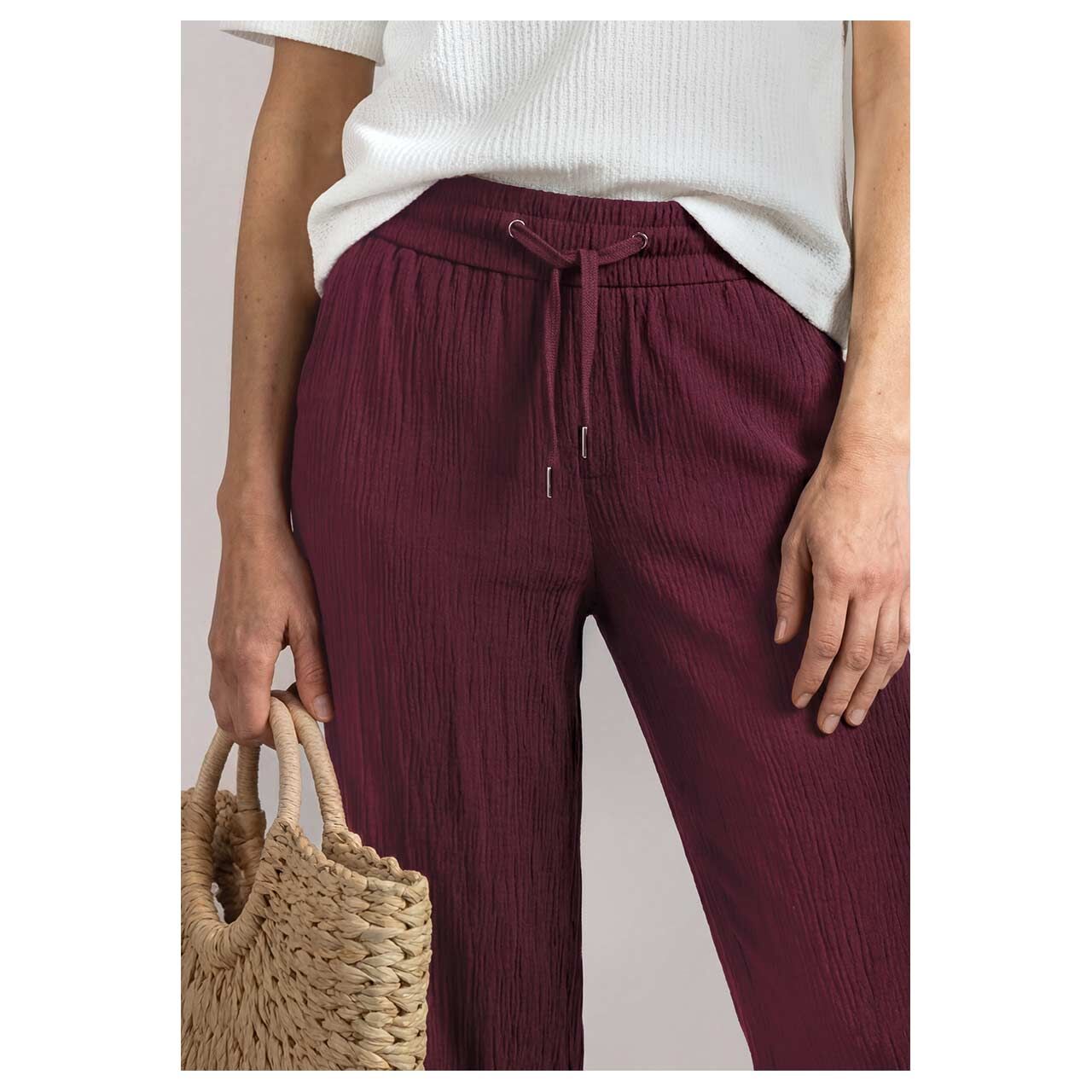 Street One Emee Wide Leg Hose rustic rouge crinkle rayon
