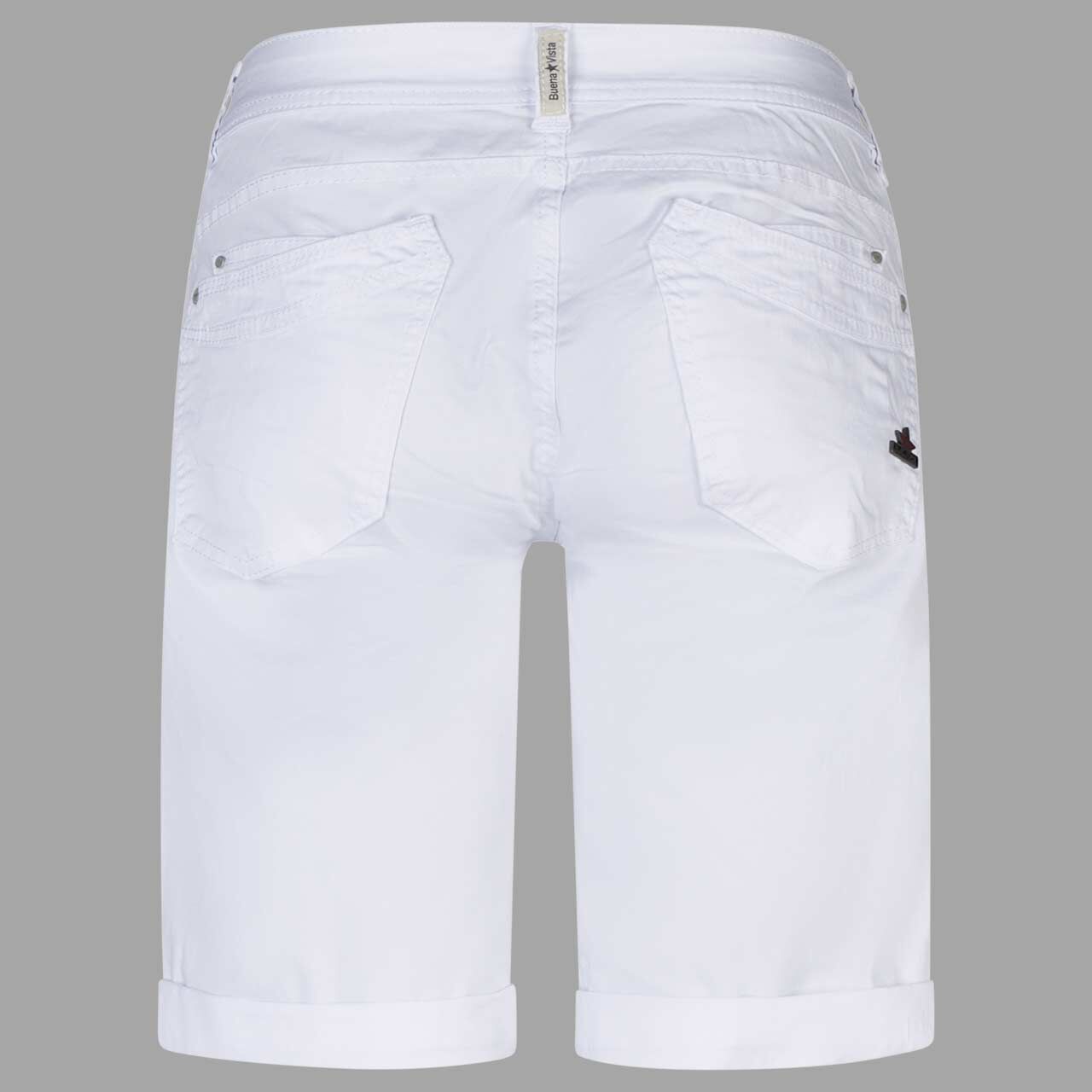 Damen Baumwollhose Malibu-Short Stretch Twill von Buena Vista in Weiß, Rückansicht