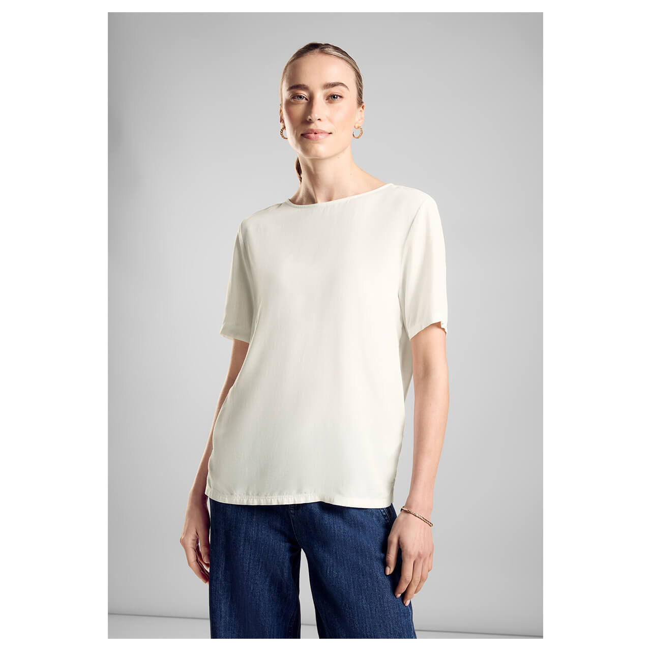Street One Damen T-Shirt Mat-Mix off white crossed straps