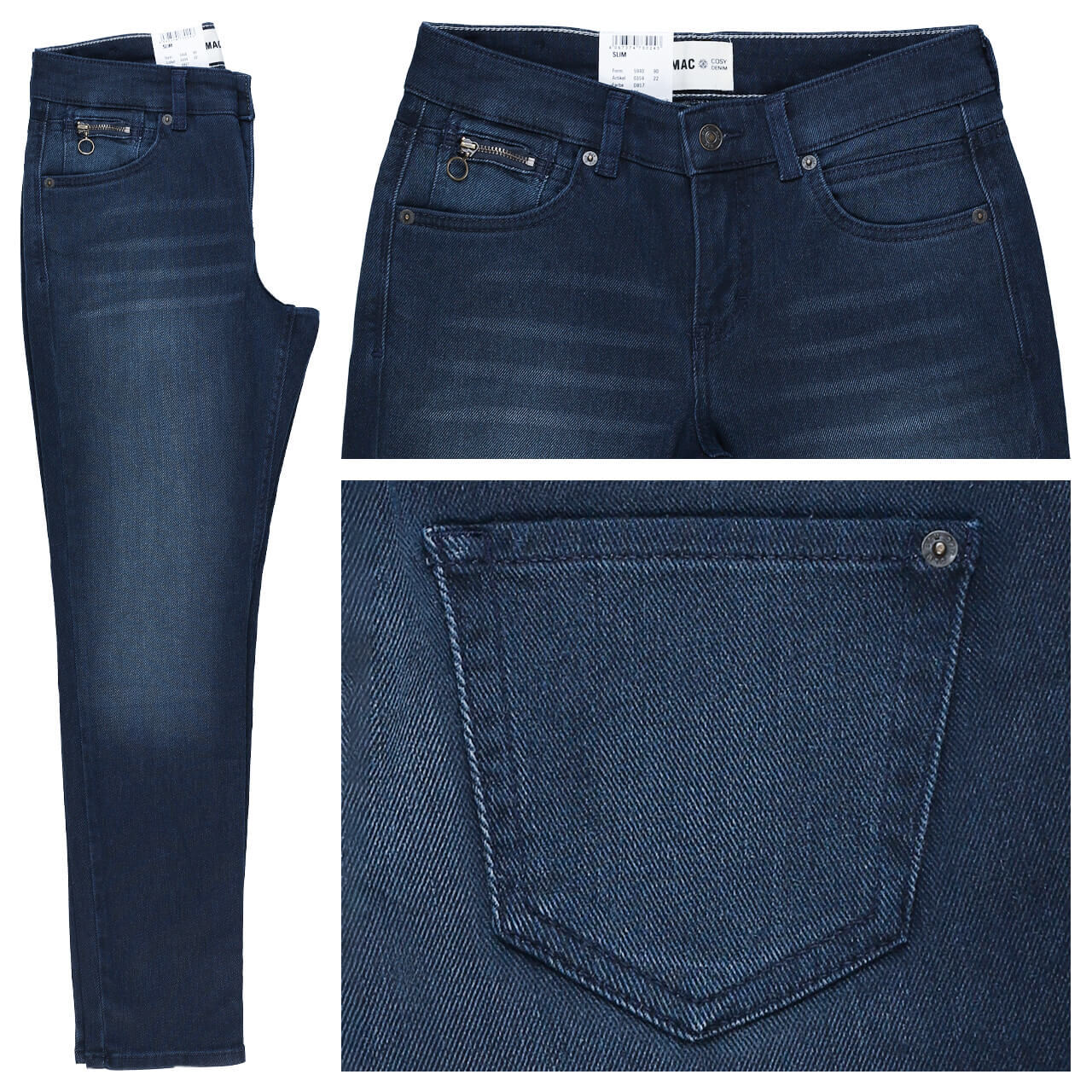 MAC Slim Jeans blue wash cosy thermo denim