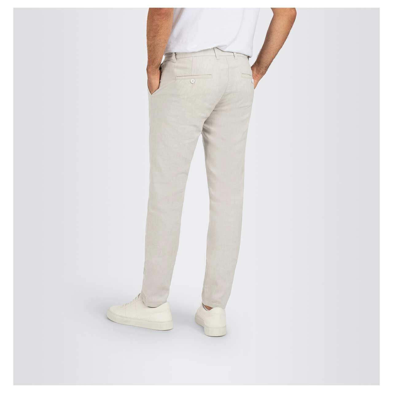 Herren Lennox Chino Leinenhose von MAC in Hellbeige, Rückansicht