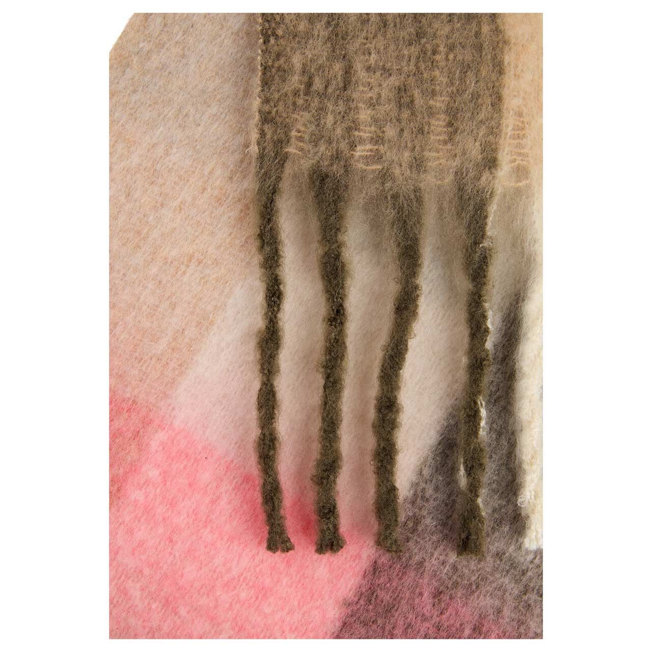 Damen Schal von Camel active in Rosa kariert, Detailansicht Fransen