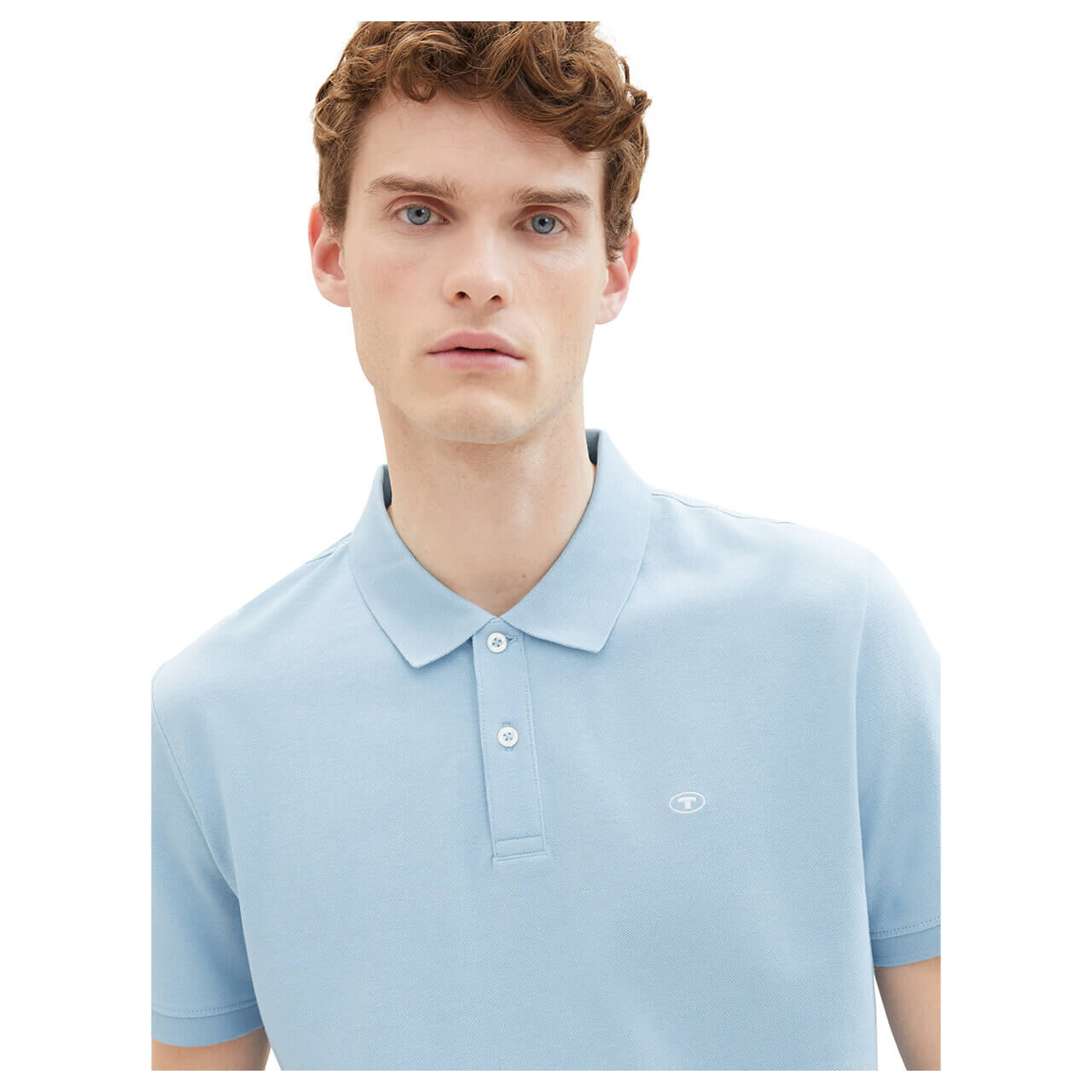 Tom Tailor Herren Piqué Poloshirt contrast washed out blue
