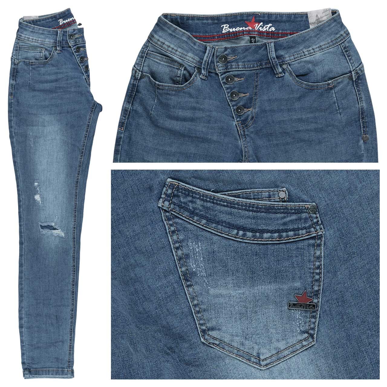 Buena Vista Malibu Cropped Stretch Denim Ankle Jeans destroy blue