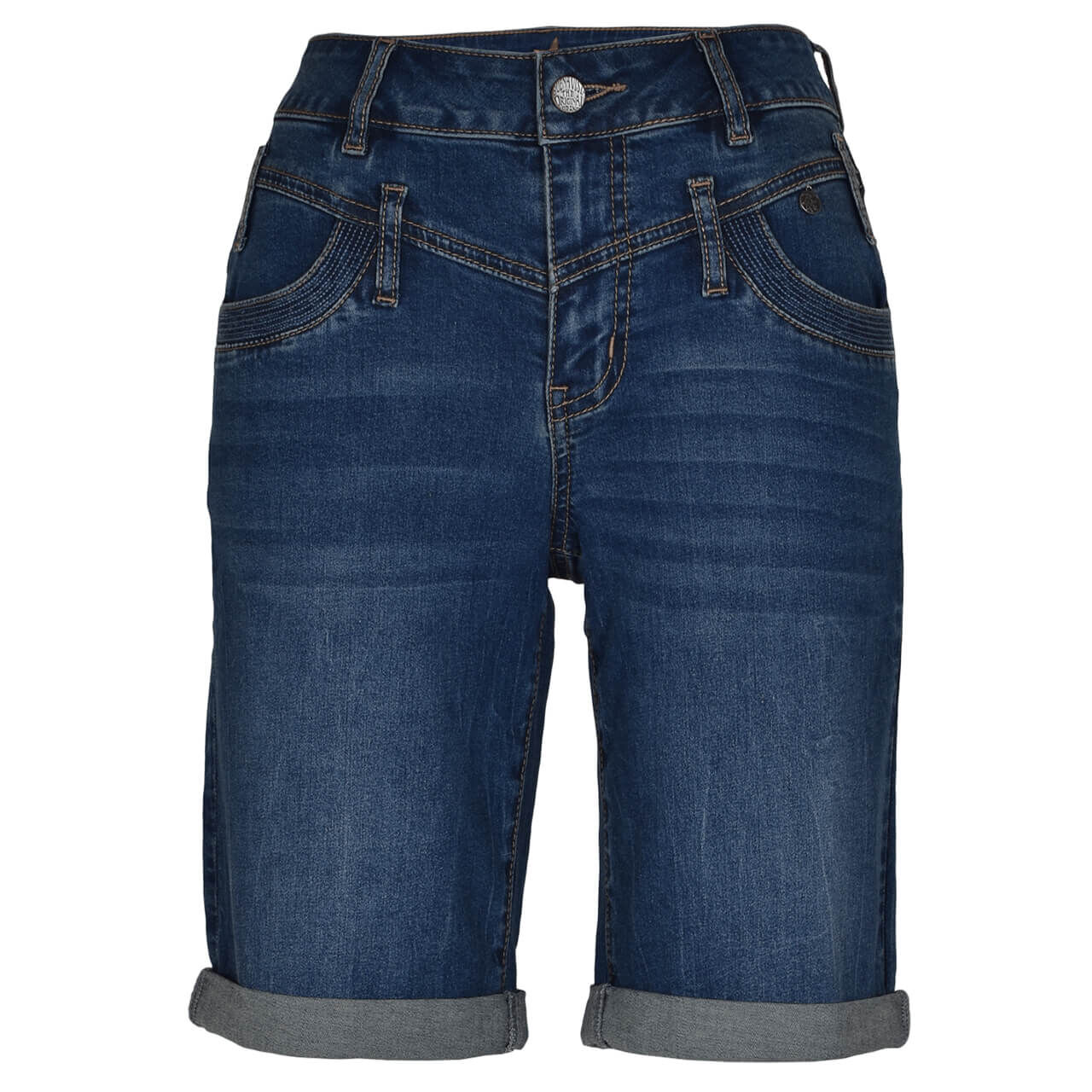 Buena Vista Jeans Florida-Short Stretch Denim für Damen in Mittelblau angewaschen, FarbNr.: 4543