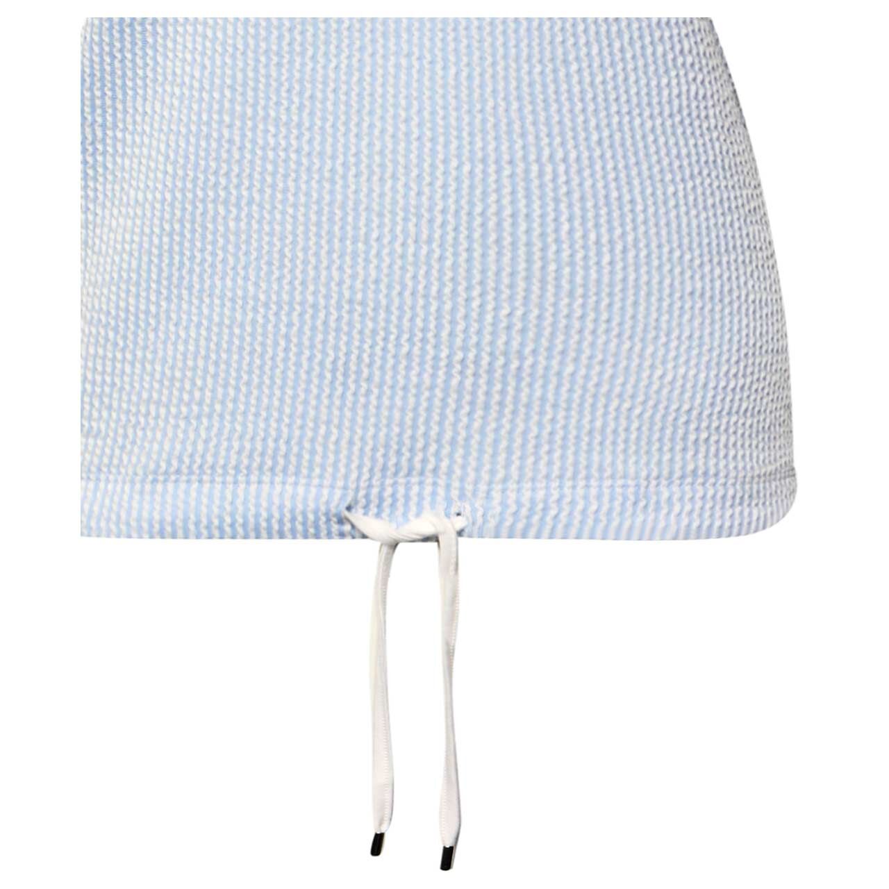 Damen T-Shirt Vertical Structure von Street One in Hellblau gestreift, Detailansicht Saum