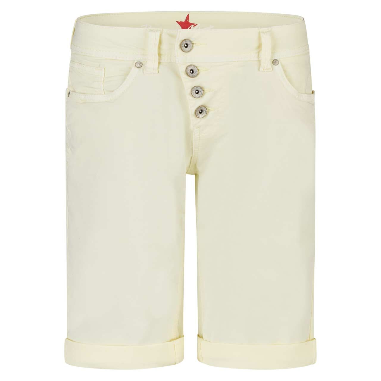 Damen Stretch Baumwollhose Malibu-Short Summer Twill von Buena Vista in Gelb, Vorderansicht