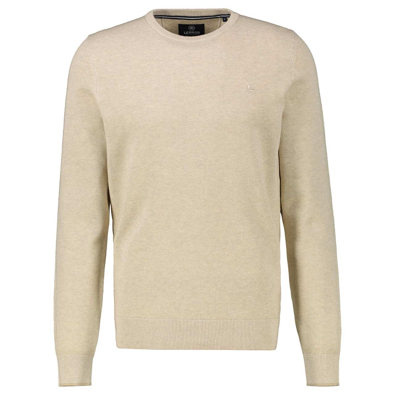 Lerros Herren Pullover O-neck light tender beige melange