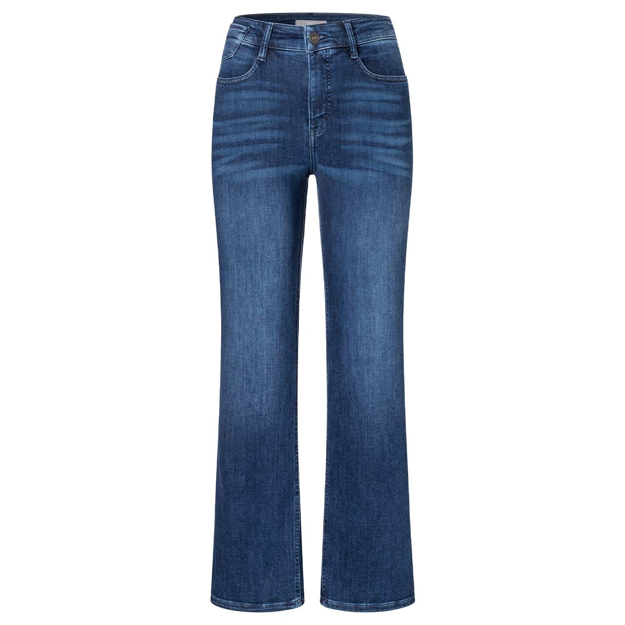 Stretch Damenjeans Laura von MAC in Blau angewaschen, Vorderansicht
