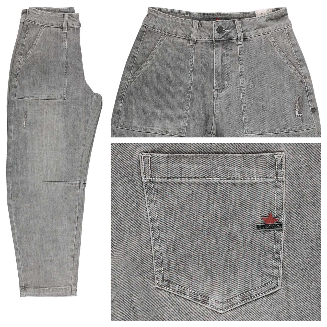 Buena Vista Barrel Worker 7/8 Stretch Denim Jeans faded grey destroyed