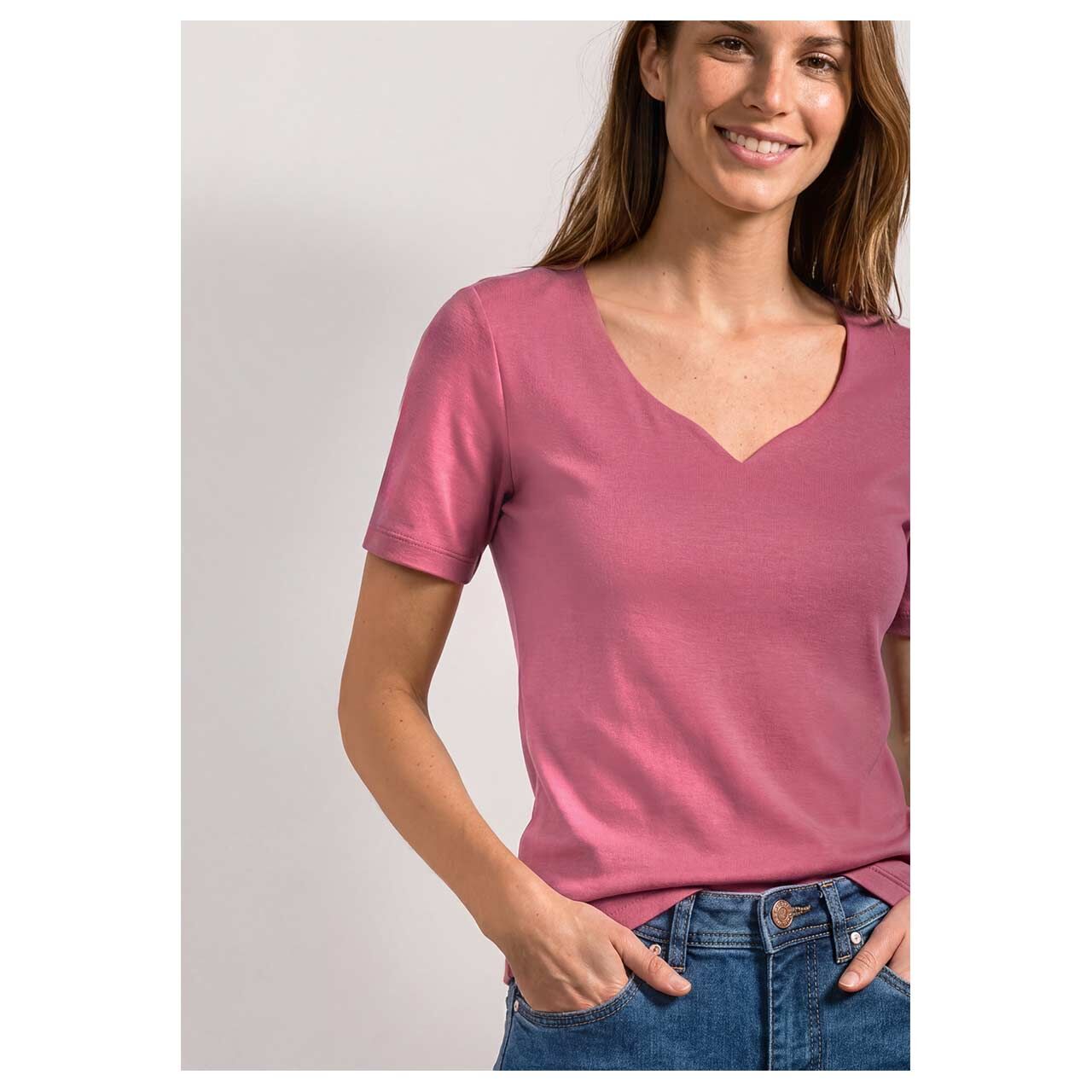 Damen T-Shirt Ada von Street One in Pink, Vorderansicht am Model