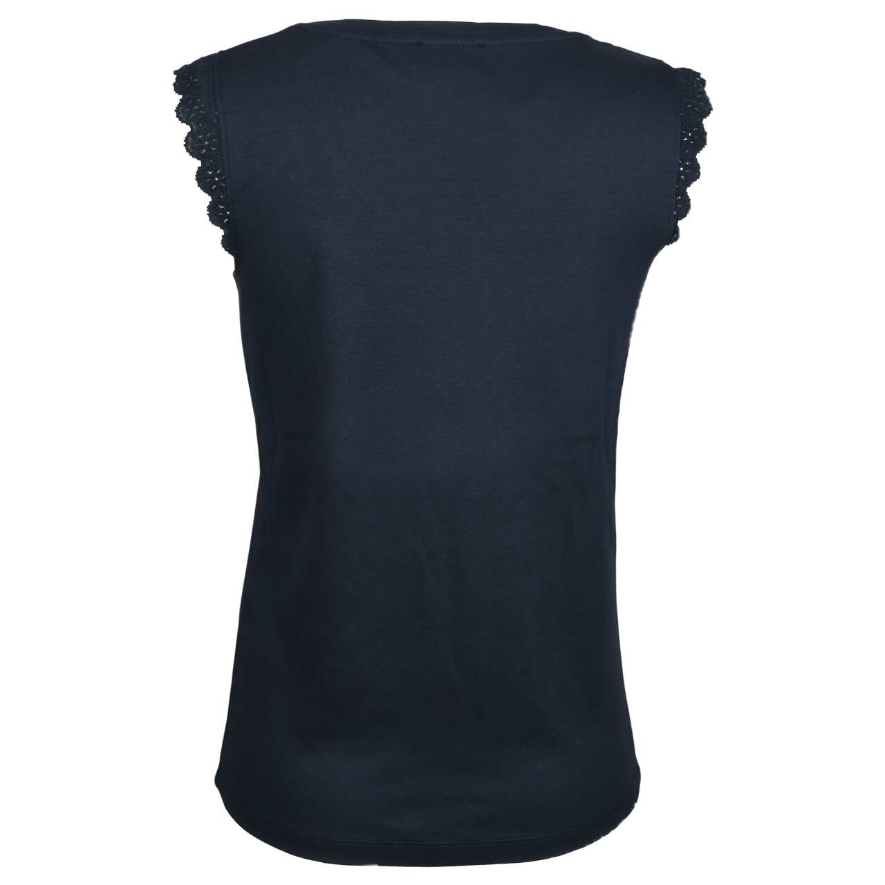 Damen Top V-Neck Lace Frill von Street One Studio in Dunkelblau, Rückansicht