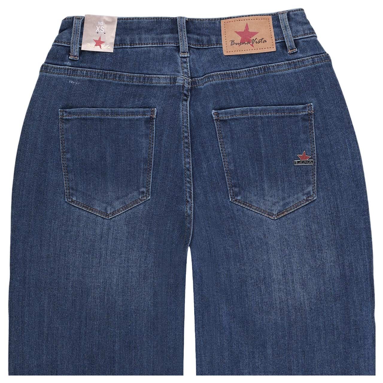 Damenjeans Wide Leg-F Stretch Denim von Buena Vista in Blau angewaschen, detaillierte Rückansicht
