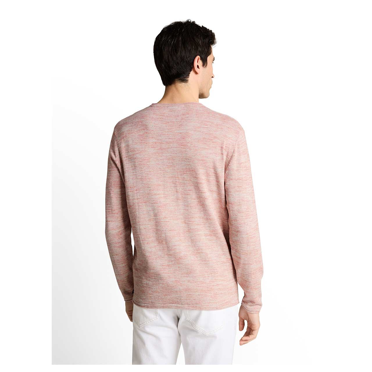 Herren Pullover Space Dye Knit von Tom Tailor in Rot meliert, Rückansicht am Model