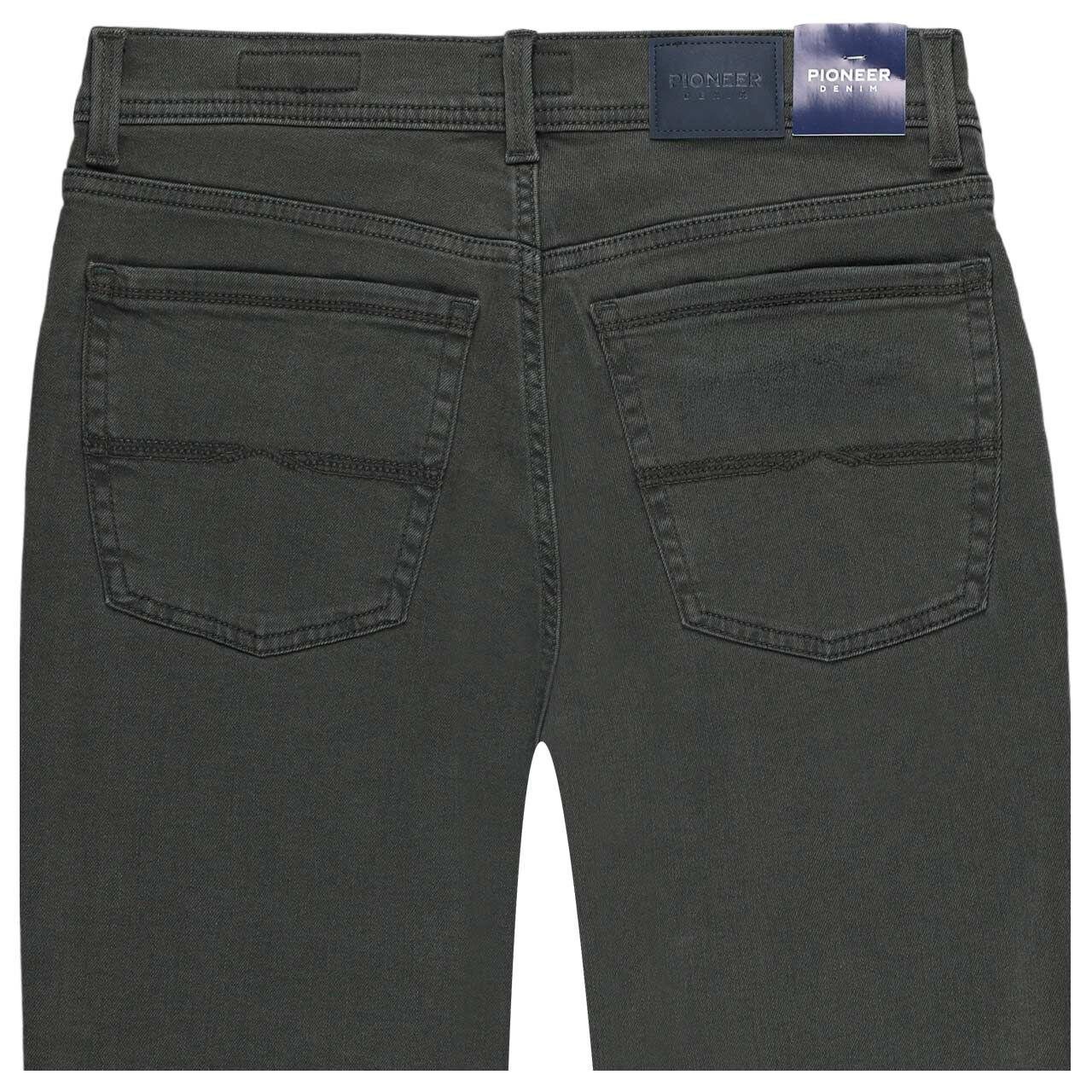 Stretch Herrenjeans Rando Megaflex in Dunkelgrün von Pioneer, detaillierte Rückansicht