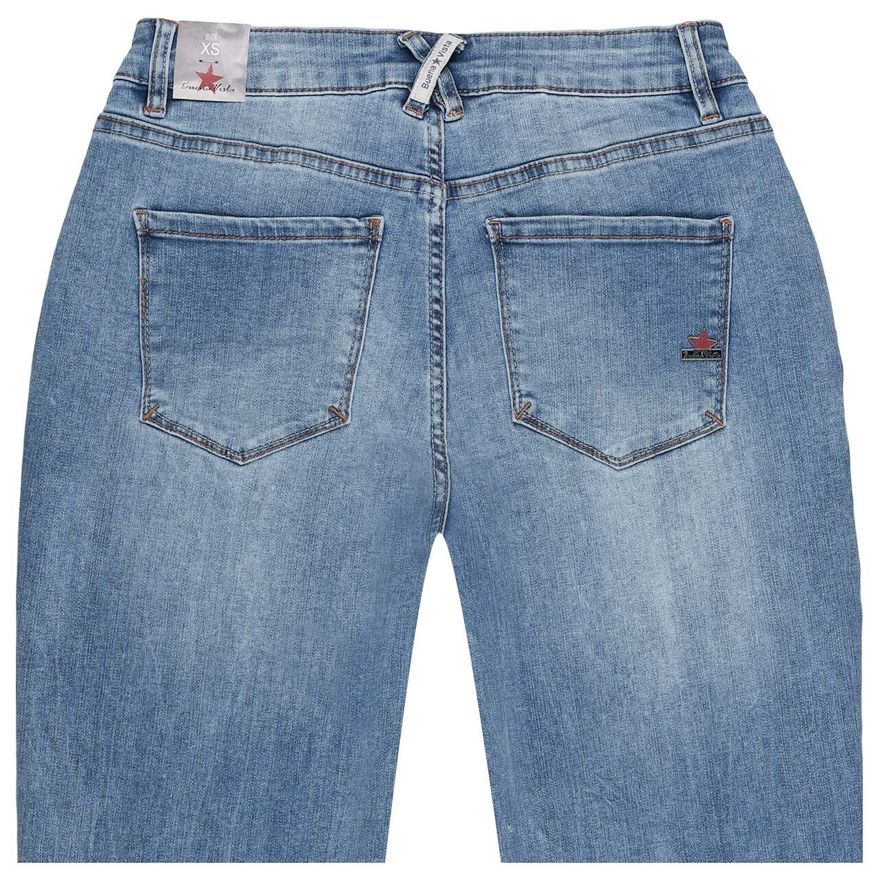 Damen Ankle Jeans Ibiza Cropped Stretch Denim von Buena Vista in Blau verwaschen, detaillierte Rückansicht