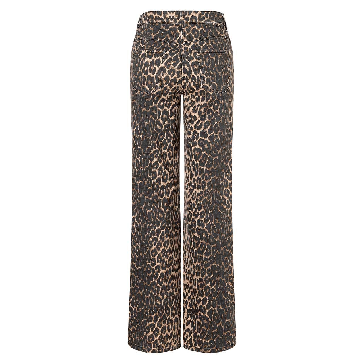 Stretch Damenjeans Wide von MAC in Braun mit Print, Rückansicht