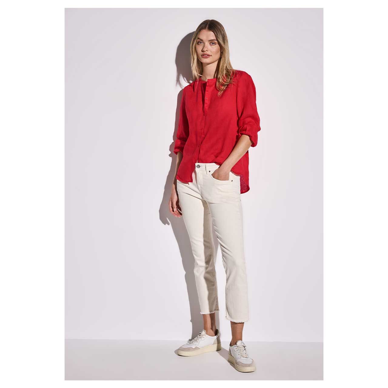 Street One Damen 3/4 Arm Bluse Buttoned Roundneck glory red