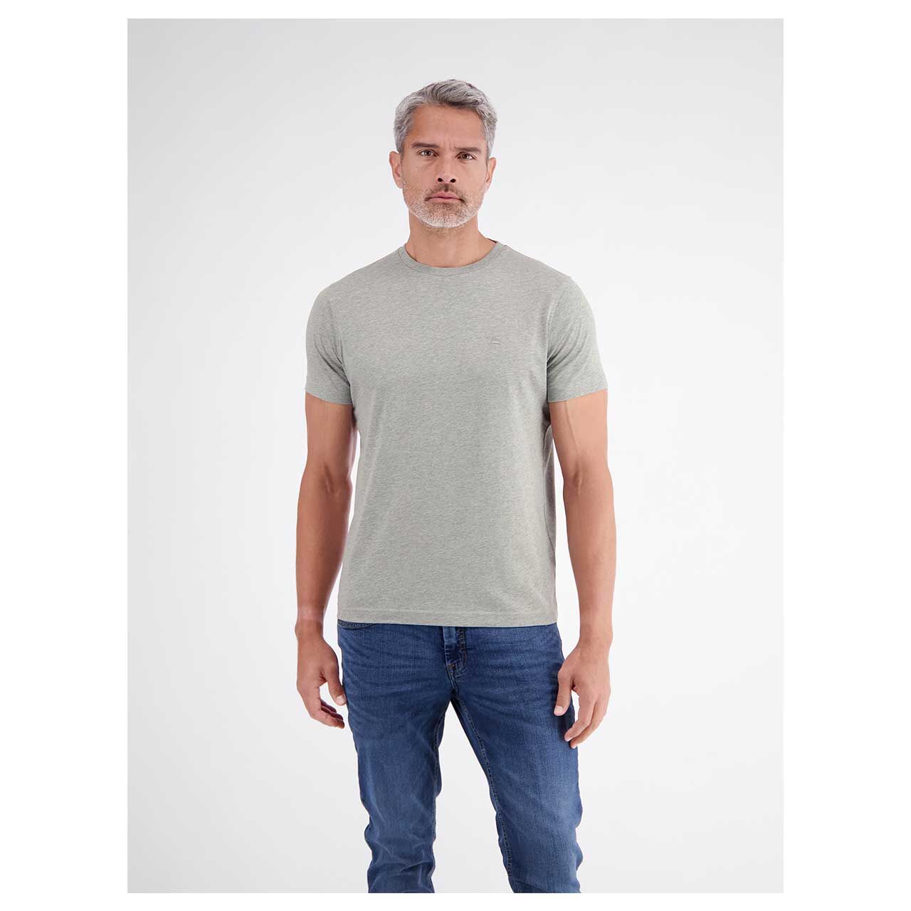 Herren T-Shirt von Lerros in Grau meliert, Vorderansicht am Model