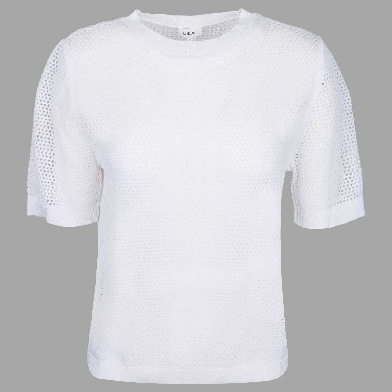 s.Oliver Damen Kurzarm Pullover white
