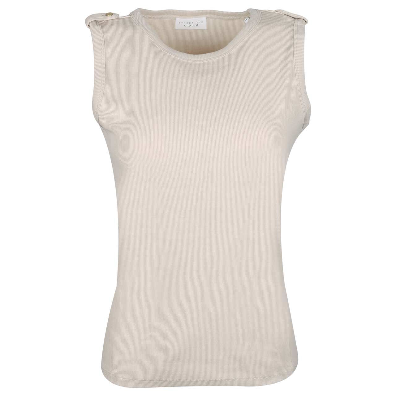 Street One Studio Damen Top Rib Deco Buttons stone sand