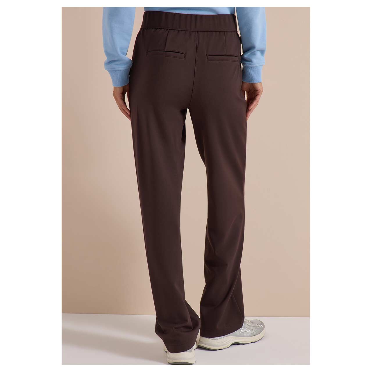 Damen Hose Neele Straight von Cecil in Dunkelbraun, Rückansicht am Model