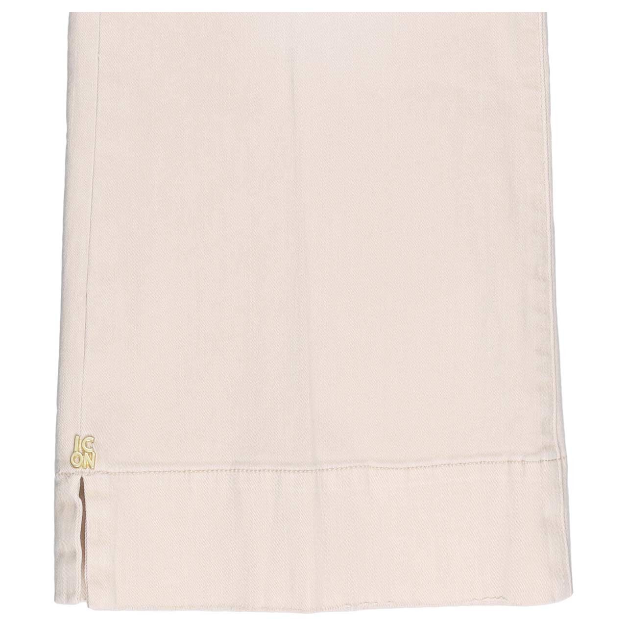 Damen 7/8 Culotte Jeans Long Beach Slit von Senoritas ICON in Hellbeige, Detailansicht Saum