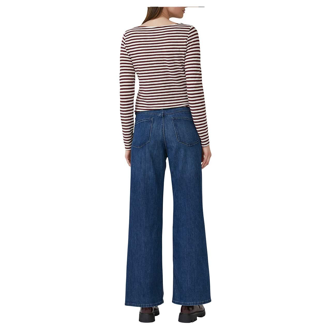 Damen Langarm Shirt von s.Oliver in Weinrot gestreift, Rückansicht