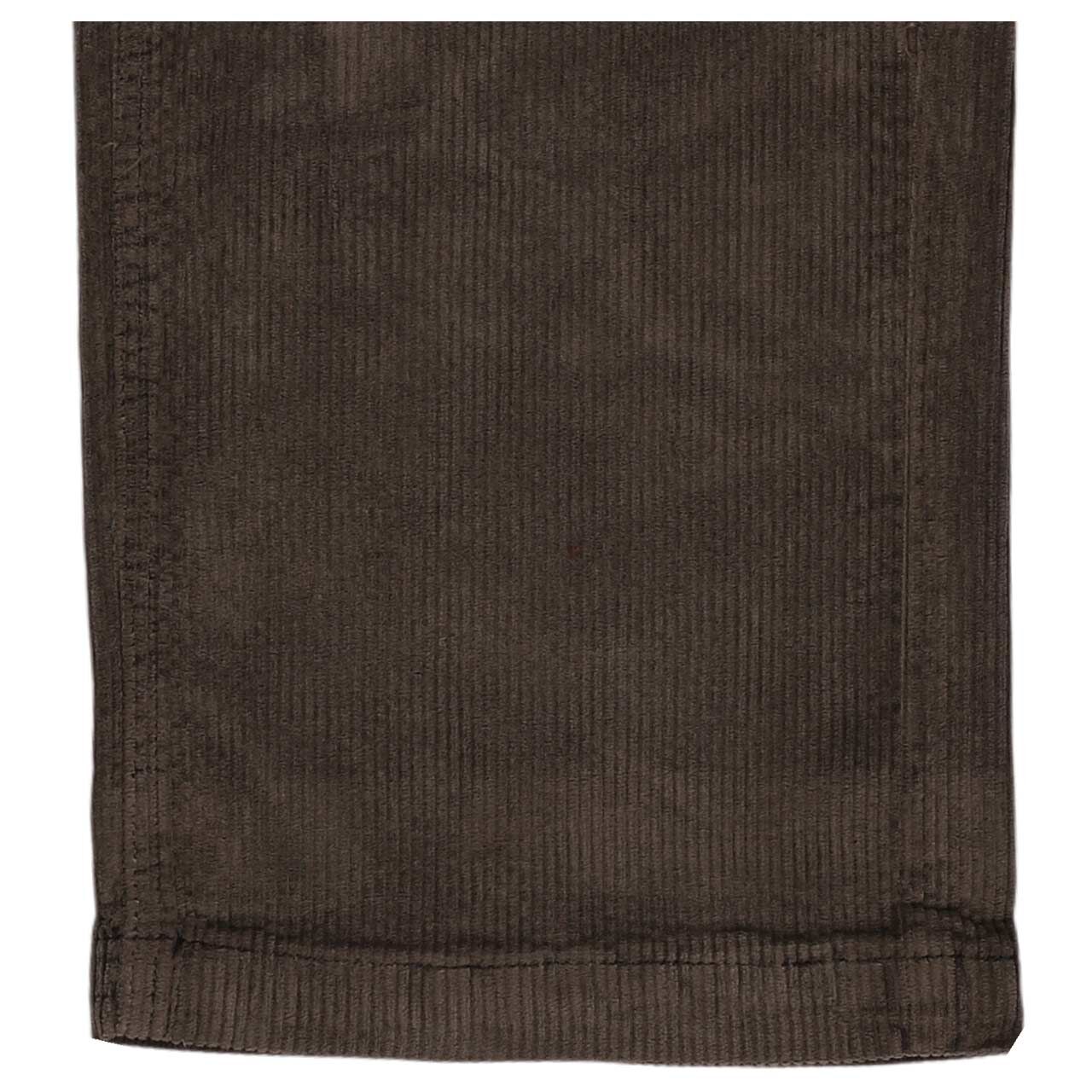 Stretch Damen Cordhose Straight Pants Corduroy von Buena Vista in Dunkelbraun, Detailansicht Saum