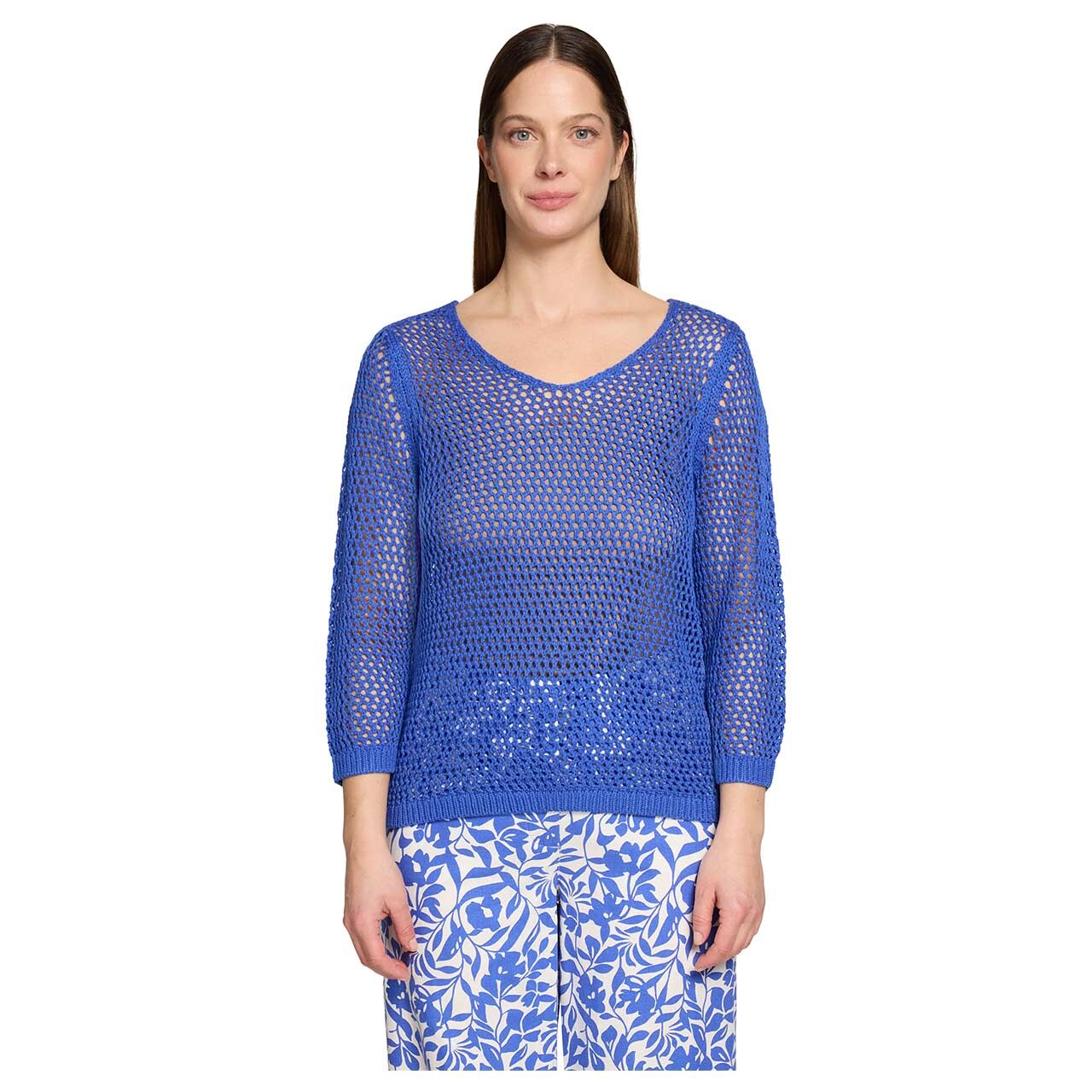 Damen 3/4 Arm Pullover von Betty Barclay in Royalblau, Vorderansicht am Model