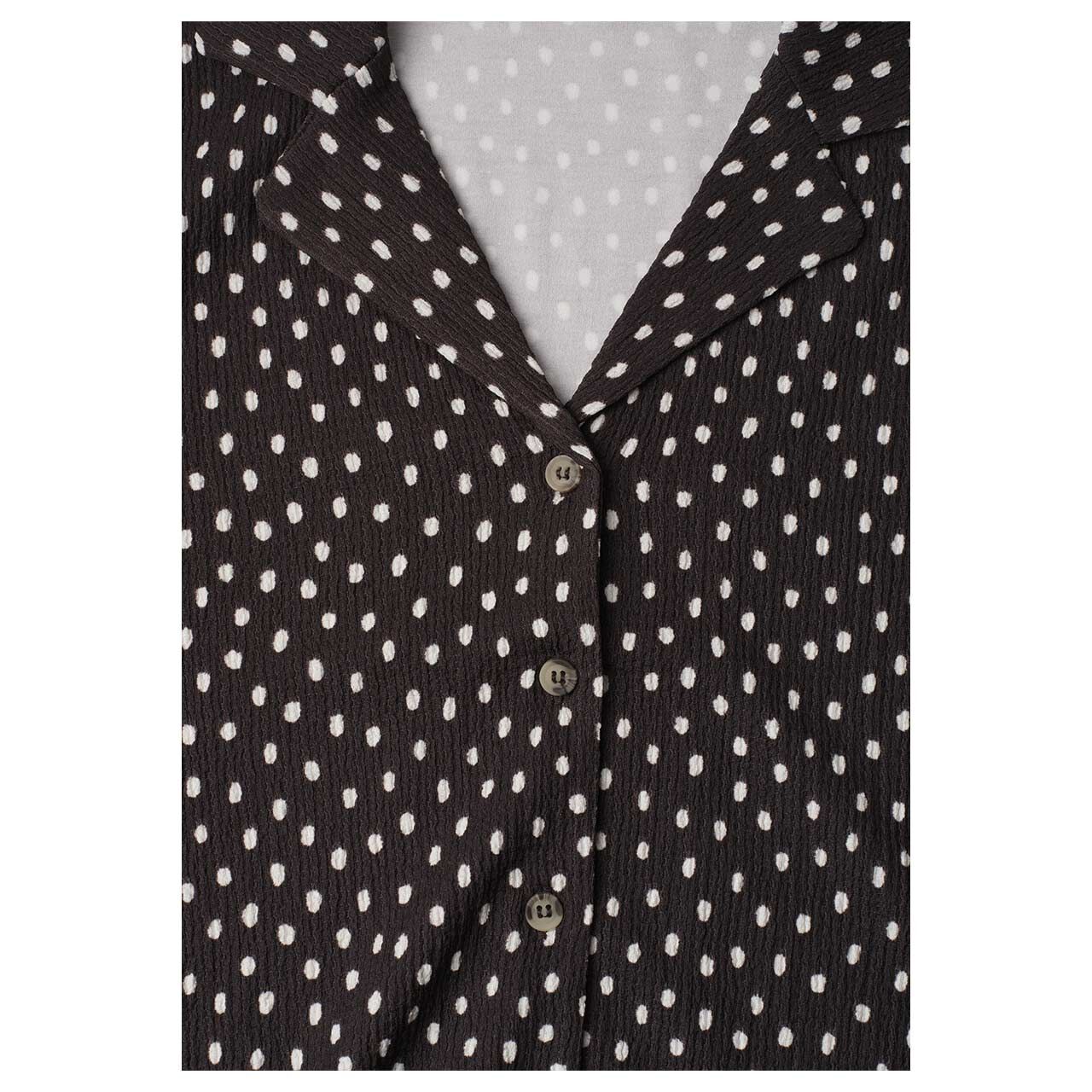 Street One Damen Kurzarm Bluse Printed Crincle black coffee