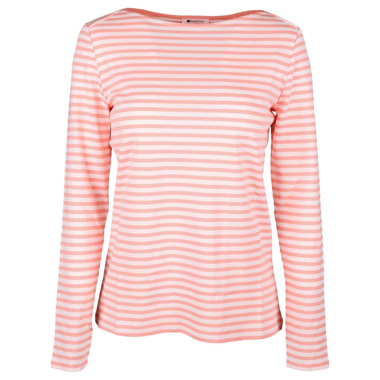 Street One Damen Langarm Shirt U-Boat Stripe light apricot