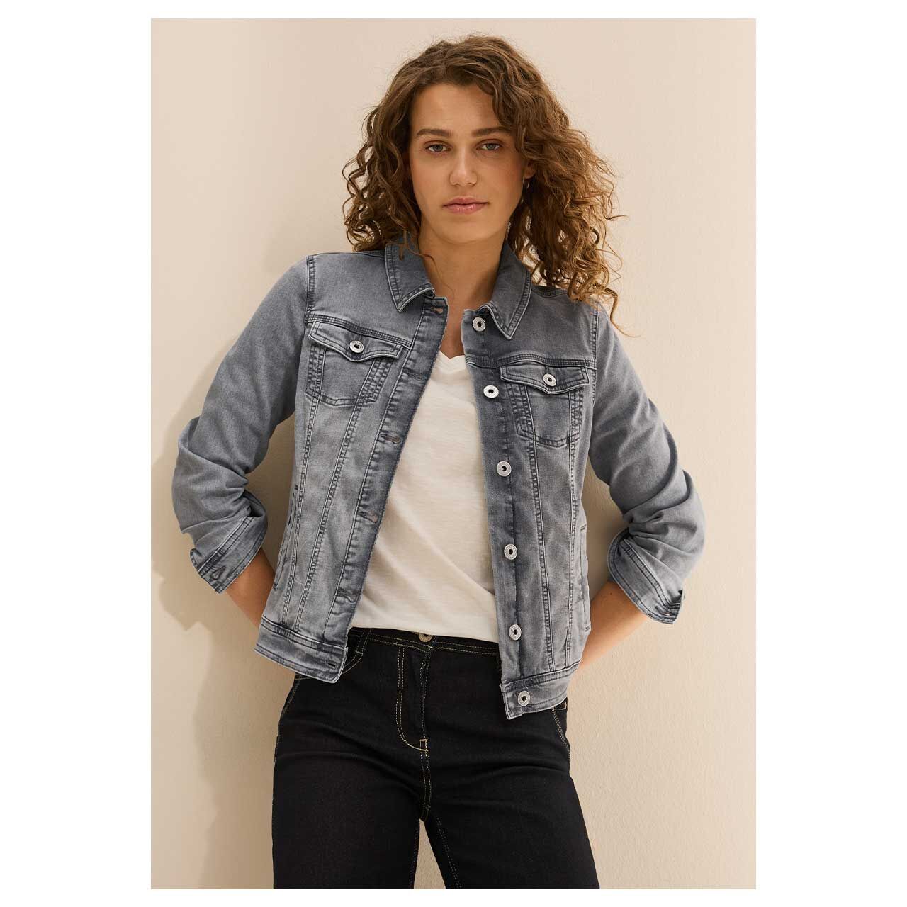 Cecil Damen Jeansjacke mid grey used wash