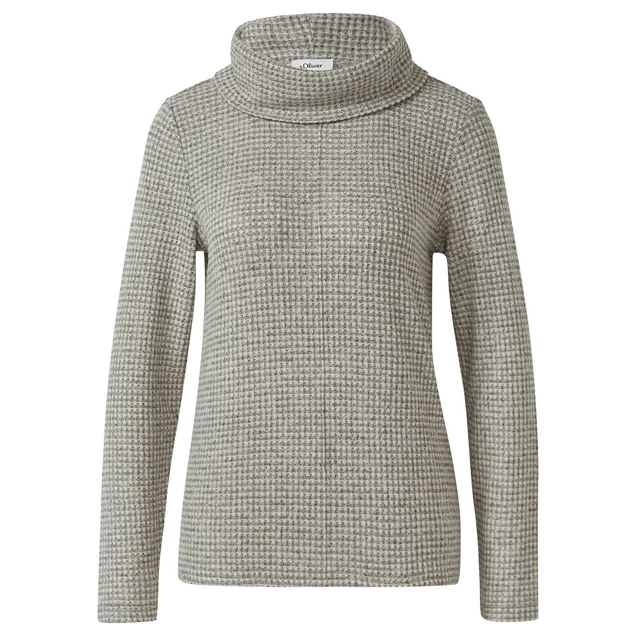 s.Oliver Damen Rollkragen Pullover grey melange print