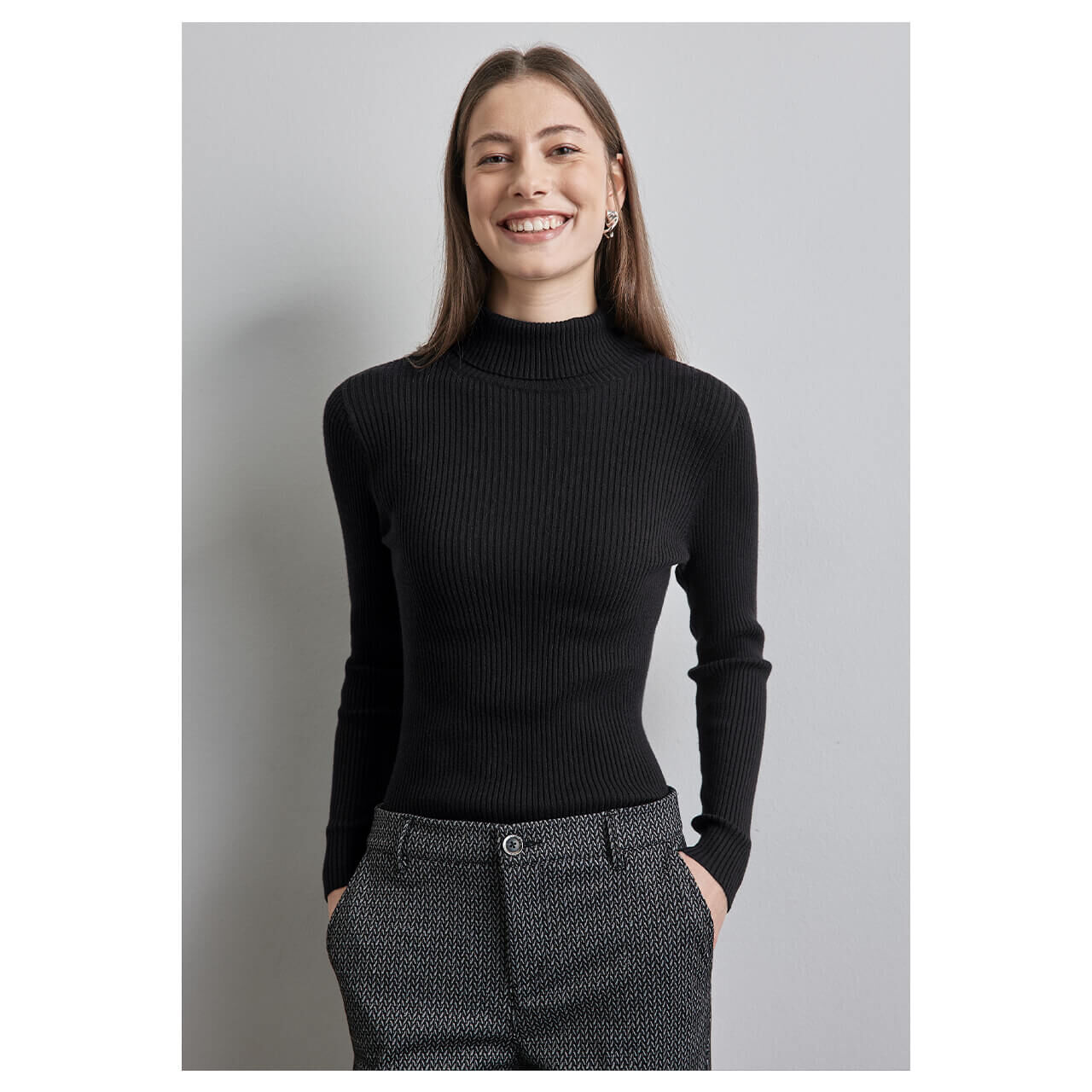 Street One Rollkragen Basic Ripped Schwarz kaufen