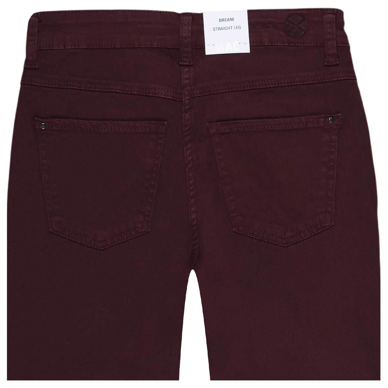 Stretch Damenjeans Dream von MAC in Burgunderrot, detaillierte Rückansicht