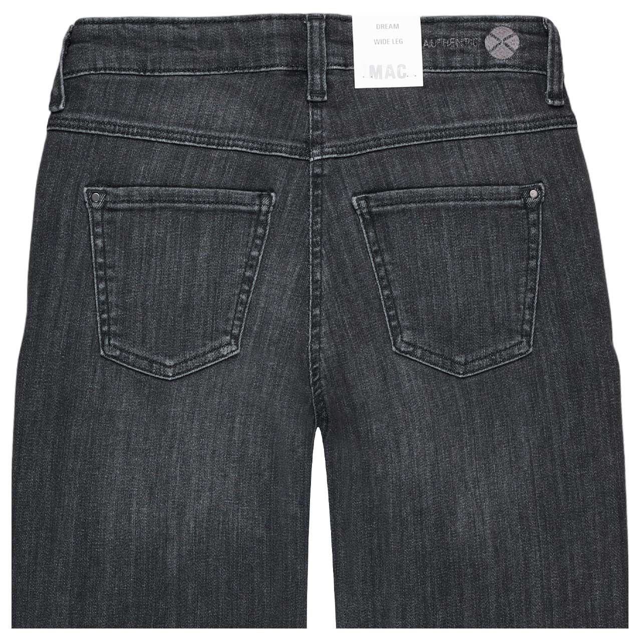 Stretch Damenjeans Dream Wide von MAC in Dunkelgrau angewaschen, detaillierte Rückansicht