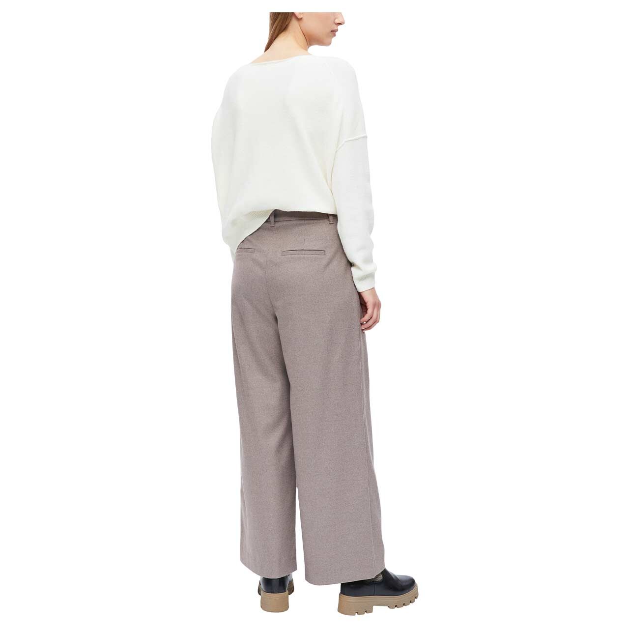 Stretch Damen Wideleg Hose von s.Oliver in Braun meliert, Rückansicht am Model