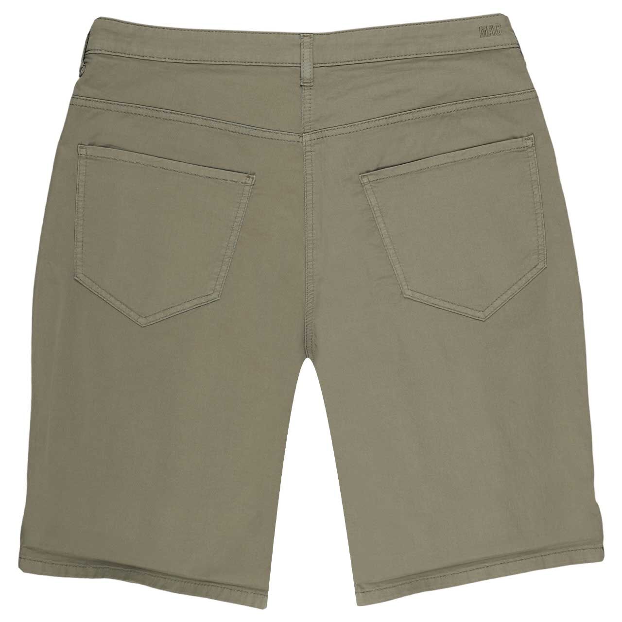 Rückansicht der Damen Baumwollhose Shorty von MAC in Olivgrün