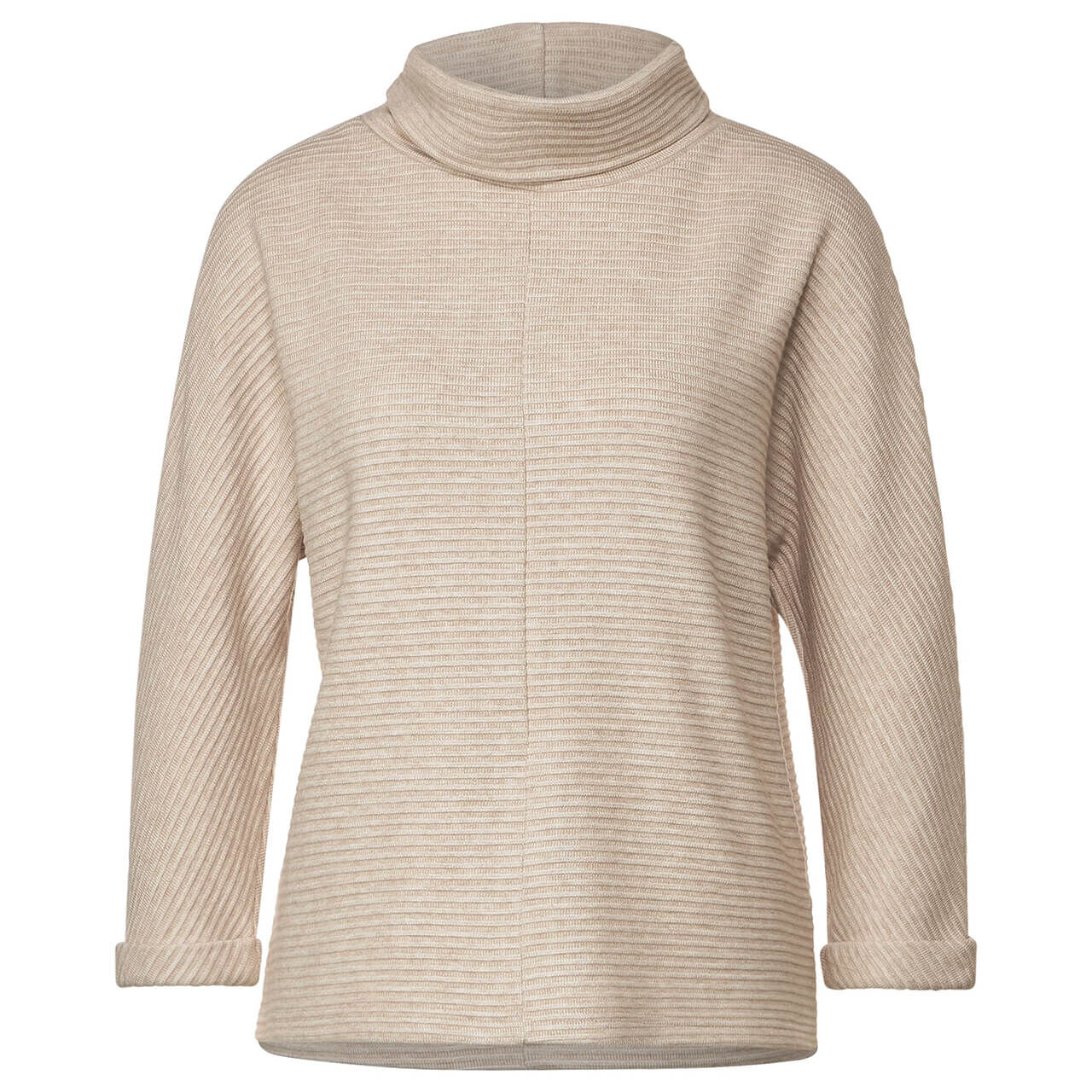 Street One Damen 3/4 Arm Rollkragen Pullover Structured Scarf sand melange Street One Damen 3/4 Arm Rollkragen Pullover Structured Scarf sand melange