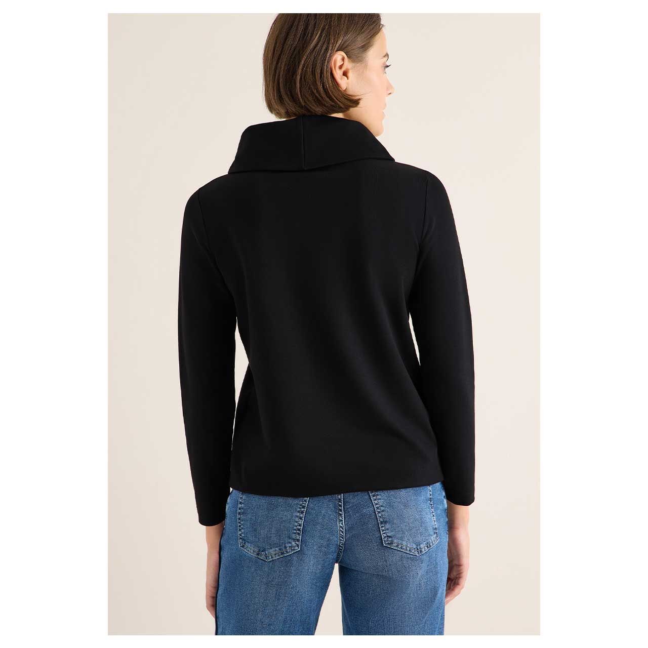 Damen Pullover Big Collar von Cecil in Schwarz, Rückansicht am Model