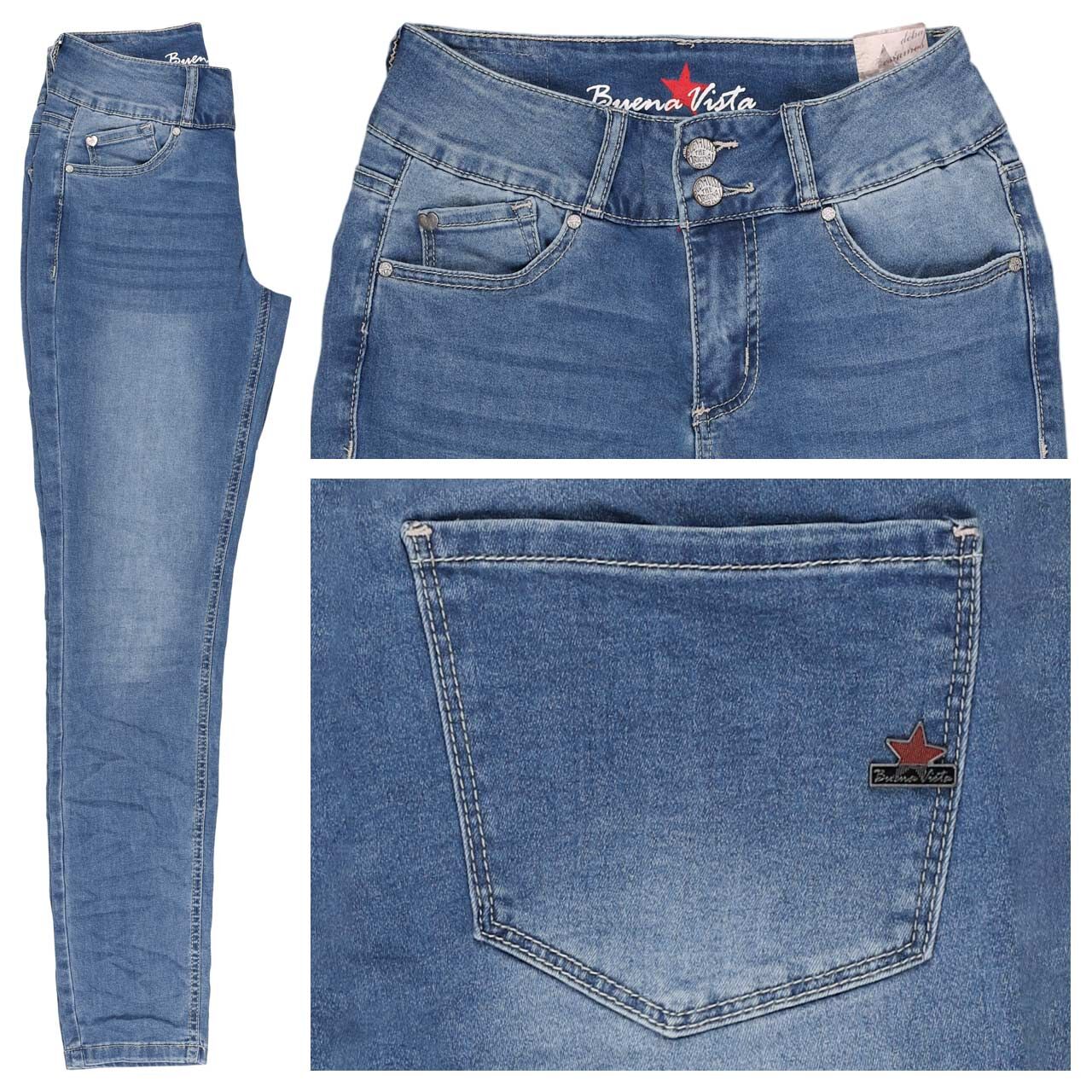 Buena Vista Tummyless Cropped Stretch Cozy Denim Ankle Jeans charming blue