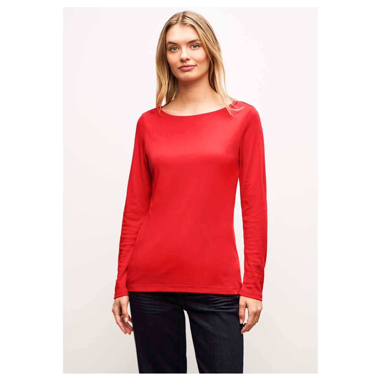 Damen Langarm Shirt Lanea von Street One in Rot, Vorderansicht am Model