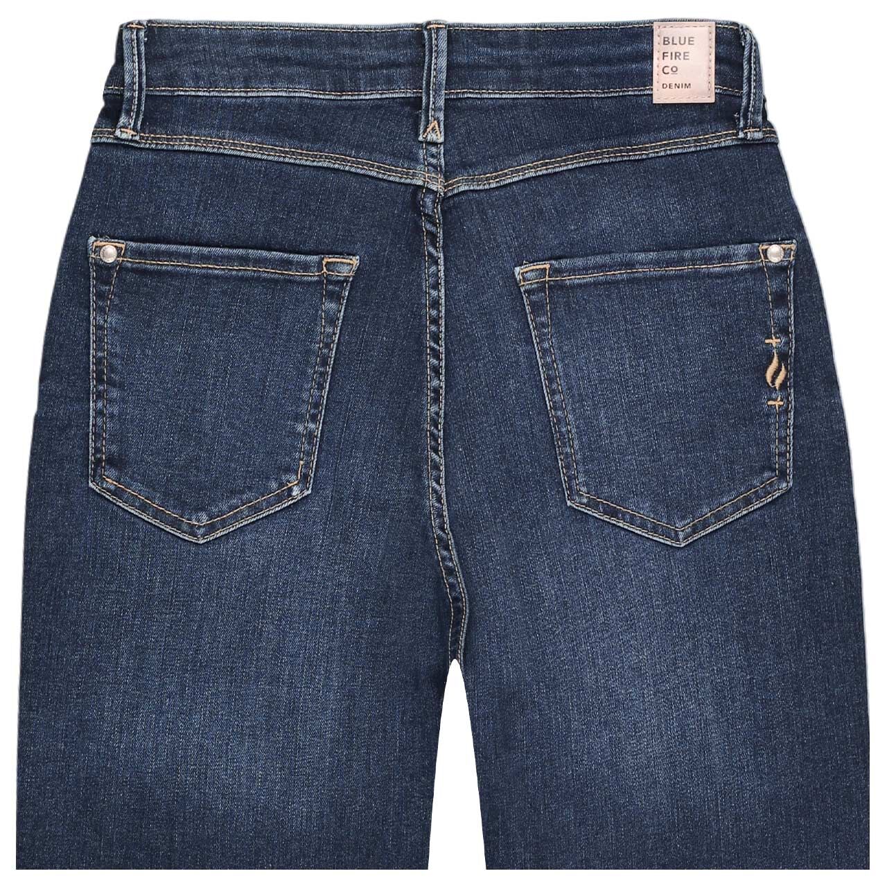 Stretch Damen Ankle Jeans Fiona von Blue Fire in Blau angewaschen, detaillierte Rückansicht