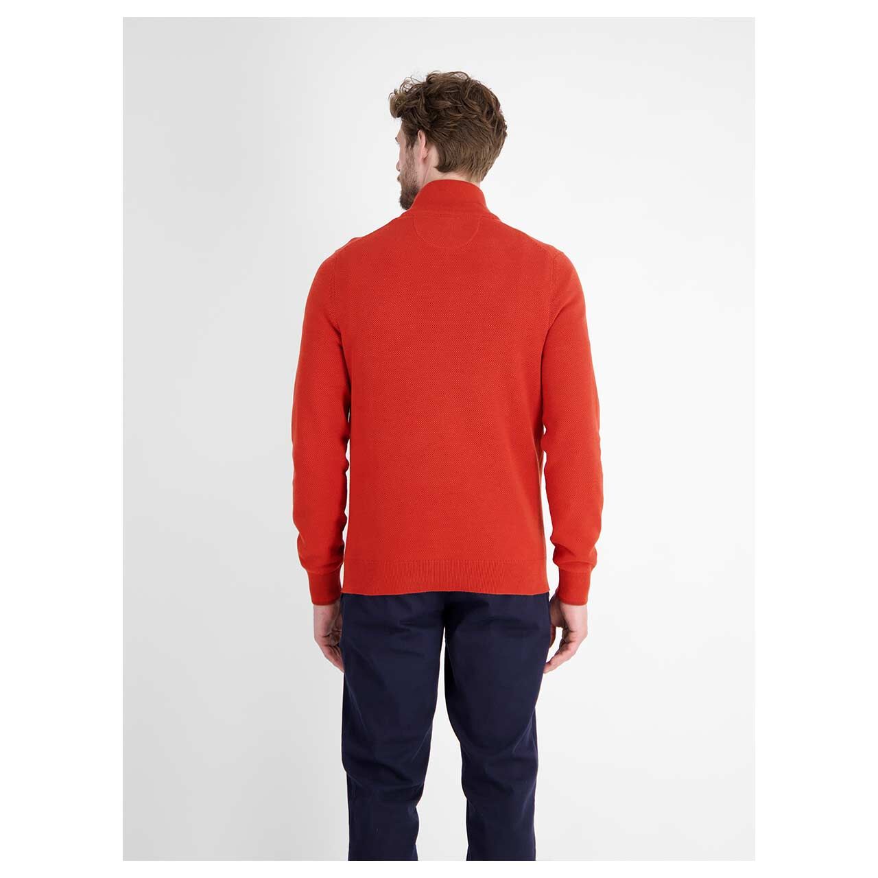 Herren Pullover Troyer von Lerros in Rot, Rückansicht am Model